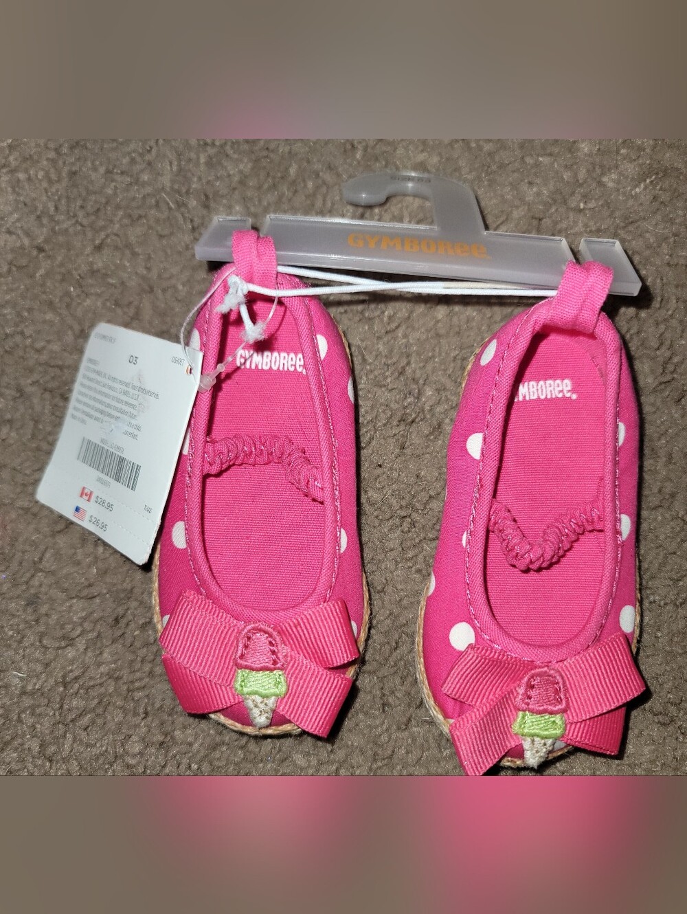 Gymboree Hot Pink Polka Dot Bow Baby Walker Shoes